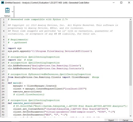 Figure 6. An ACE generated code editor using Python language.