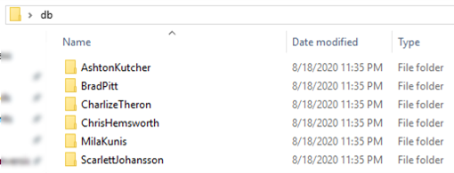 Figure 11. Sample database folder structure to generate the custom embedding set.