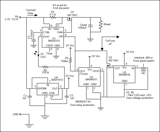 Figure 1. This circuit provides general over-current and over-temperature protection