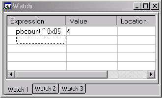 図11. IAR Embedded Workbenchで式を入力するための[WATCH]ウィンドウ