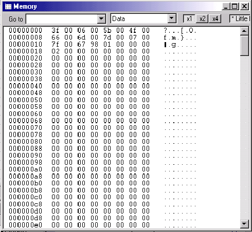 図13. IAR Embedded Workbenchでのメモリ内容の表示