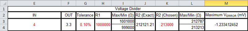 Voltage-divider error calculator.