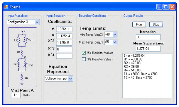 Figure 7. Software makes the process of determining the thermistor values to match the desired response very simple.