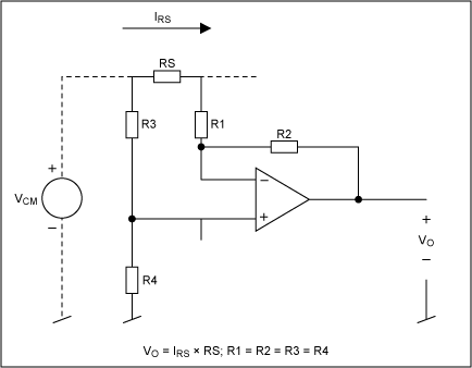図4. 差動アンプをベースとするハイサイドの電流モニタ