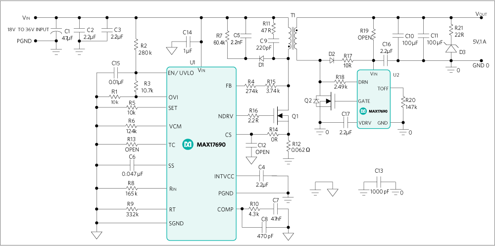 Figure 6. MAX17690EVKITA# schematic.