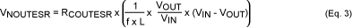 Equation 3. This equation calculates the peak-to-peak output noise from the ESR of the output capacitor.