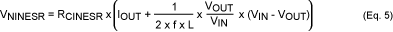 Equation 5. This equation calculates the input noise due to the input capacitor's ESR.