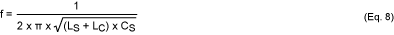 Equation 8. Gives the ringing frequency of an RLC circuit, as related to a buck converter.