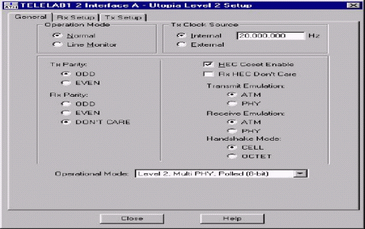 図3　Adtech AX/4000のUTOPIA IIセットアップ全般モードのソフトウェアインタフェース