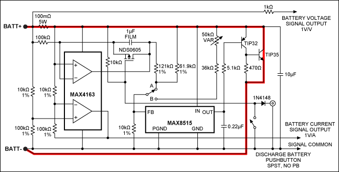 Figure 2. Maxim's battery simulator circuit.