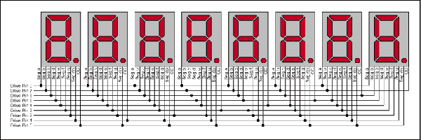 Figure 13. Reduced pin-count multiplexing, MAX6951 connections.