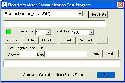 Figure 1. The software for the electricity meter reference design shows the most used commands at the top.