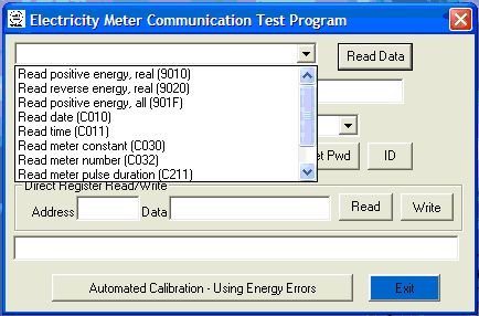 Figure 2. The Direct Register Read/Write menu selection lets you read a register not listed in the top-level drop-down menu.