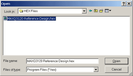 Figure 7. When you load the firmware, select the .HEX file format.