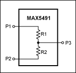 図4. 高精度にマッチングされた抵抗分圧器MAX5491を用いた標準動作回路