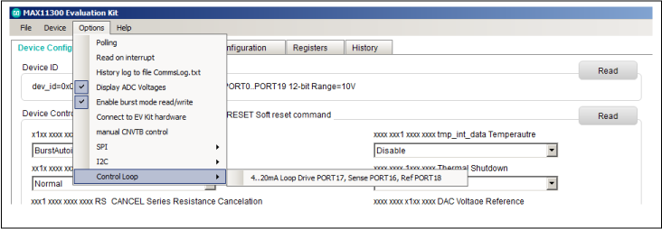 Figure 8. Control loop selection.