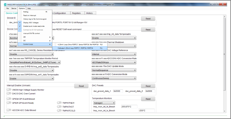 Figure 9. Calibration option.