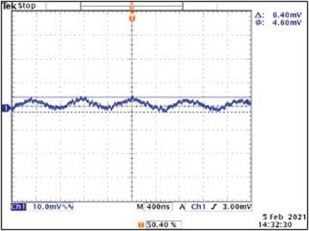 Figure 9. Oscilloscope screen capture of the MAX38640A output ripple waveform.