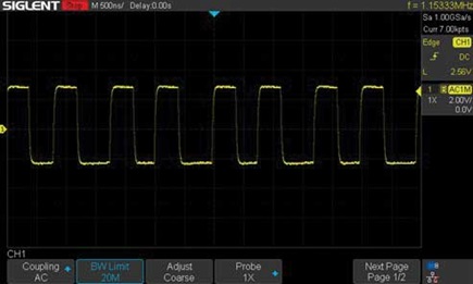 Figure 13. Oscilloscope screen capture of a typical MAX20343H HVLX waveform with 125 mA load.