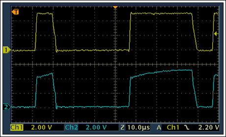 図10. C1の取り付け。通信波形、アダプタ(上側)、保護スレーブ(下側)