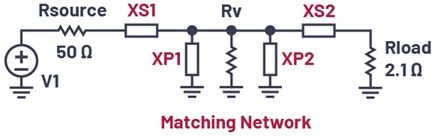 The matching T network with a virtual resistor