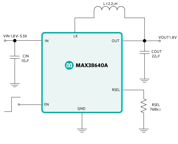 Figure 2. Application circuit of MAX38640.