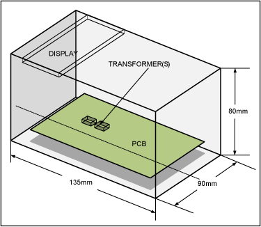 Figure 10. EHz enclosure dimensions with possible location for transformer(s).