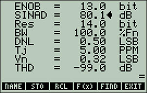 Figure 7. Now the calculator shows that the SINAD for the MAX1062 is 80.1dB.