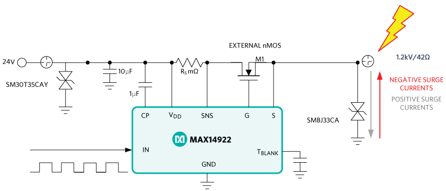 Figure 5a. Surge protection for 24V application.