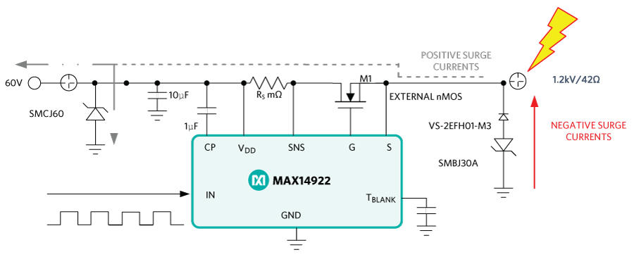 Figure 5b. Surge protection for 60V application.