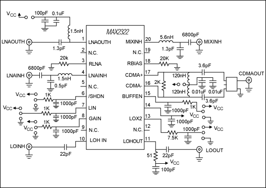 図8. MAX2322アプリケーションの回路図