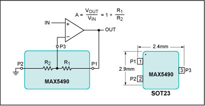 Figure 3. The MAX5490 precision resistor pair.