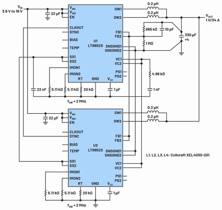 A 4-phase, 1 V/34 A, 2 MHz solution