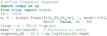 Figure 16. AD7124-8 code example for sinc3 50 Hz notch filter with a sinc 60 Hz filter.