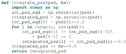 Figure 24. Python code for a root-sum-square implementation.