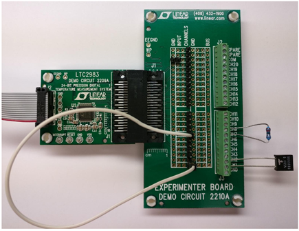 Figure 2. DC2210A setup for Thermistor Test (Linduino One not shown).