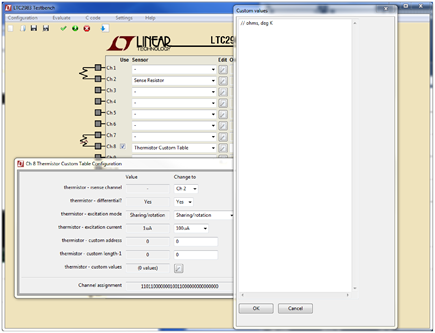 Figure 4. The custom value table must be in Ohms, deg K.