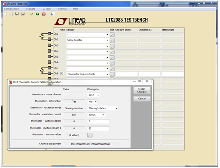 Figure 7. Final Custom Table Configuration window showing length of table data in User RAM.