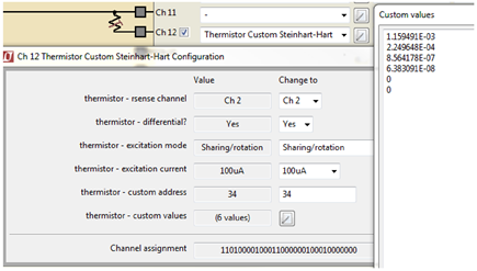 Figure 15. The new custom sensor configuration window shows the required offset to not overwrite our existing table data.