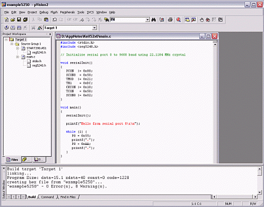 Figure 3. Compilation output from Keil µVision.