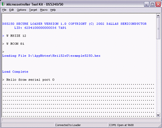 Figure 4. Output from microcontroller tool kit.