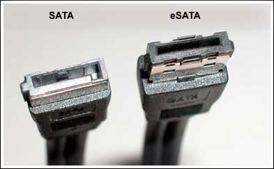 図2. SATAおよびeSATAのケーブルコネクタ