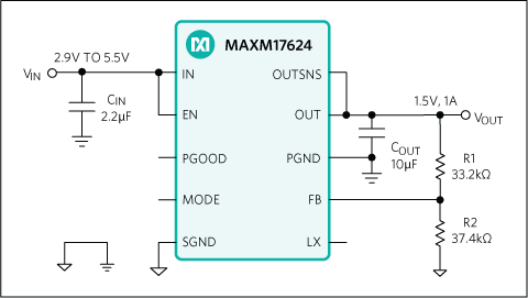 MAXM17623、MAXM17624：標準アプリケーション回路