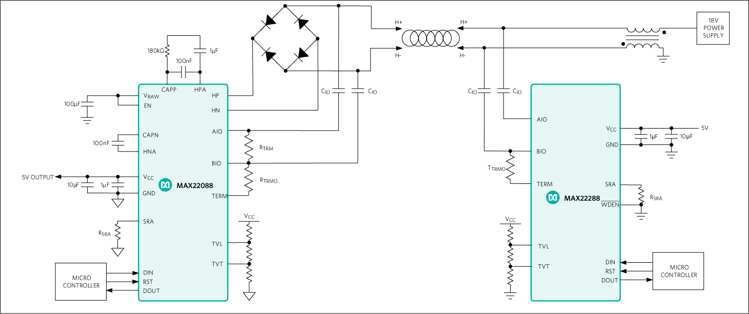 MAX22288：簡易ホームバスシステム(HBS)