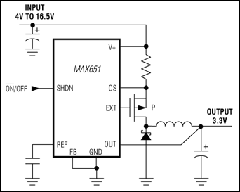 MAX649、MAX651、MAX652：標準動作回路