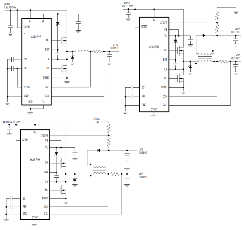 MAX796、MAX797、MAX799：標準動作回路