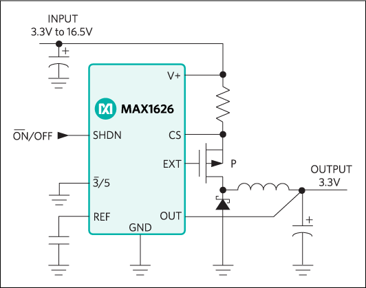 MAX1626、MAX1627：標準動作回路