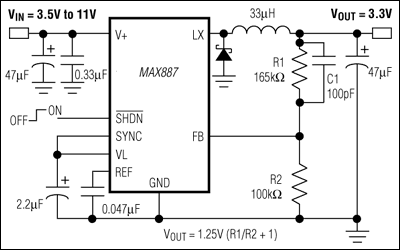 MAX887、MAX887H：標準動作回路