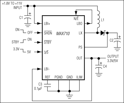 MAX710、MAX711：標準動作回路