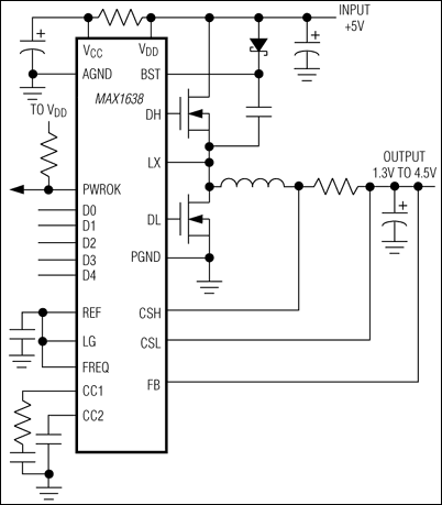 MAX1638：標準動作回路